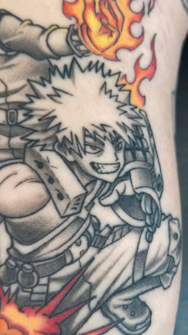 Todoroki from My Hero Academia done yesterday at Anime Tattoo Convention   rtattoo